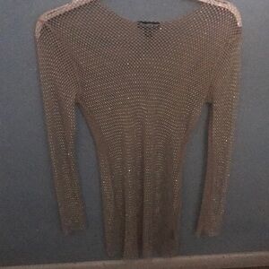 Shimmering Long Sleeve Mesh Top